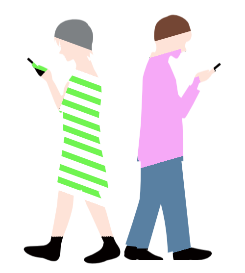 背中合わせイラスト